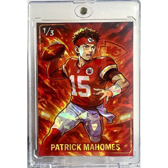 Patrick Mahomes 1/3 SP Cracked Ice Holographic Anime Manga Trading Card - Picture 1 of 2